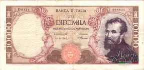 10000 lire Michelangelo 1962
