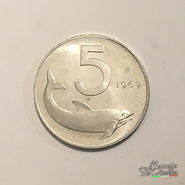 5 Lire Delfino 1969 SPL
