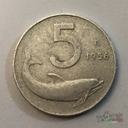 5 Lire Delfino 1956