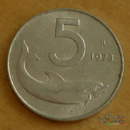 5 lire delfino 1973