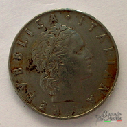 50 Lire Vulcano tipo1 1954 ossidata