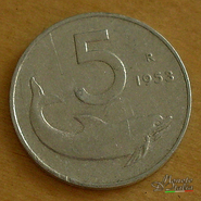 5 lire delfino 1953