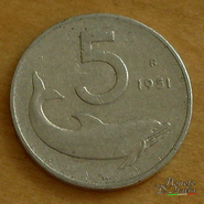 5 lire delfino 1951