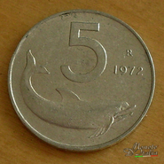 5 lire delfino 1972